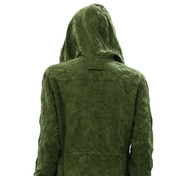 Alice + Olivia Marna Embroidered Hooded Parka Jacket Top Zip-Up Green M 262510 - Picture 10 of 10